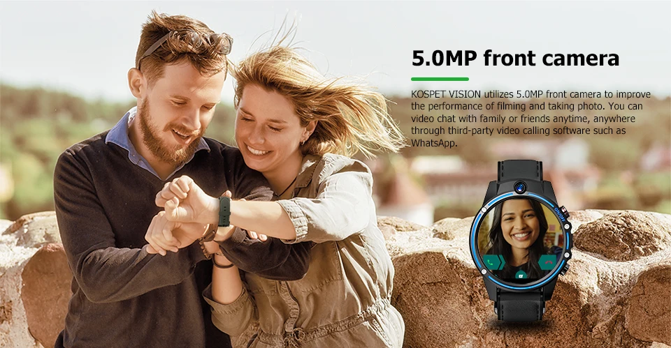 1,6 дюймовый большой экран 4G-LTE Android часы Kospet Vision 3g+ 32G Двойная камера Видеозвонок 800 мАч Google Play Смарт-часы телефон