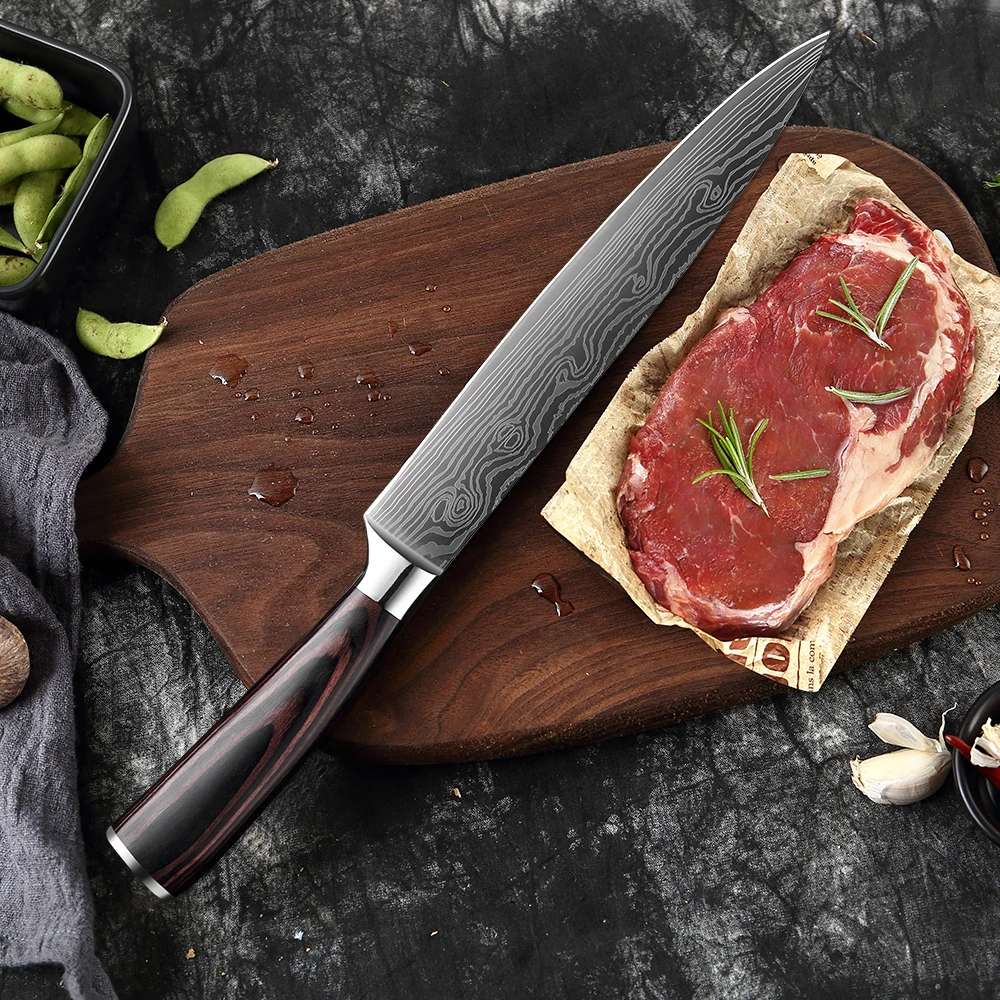 

Набор кухонных ножей 1-10 шт., нож шеф-повара из высокоуглеродистой нержавеющей стали, нож сантоку, острый нож мясника, нож для нарезки, лучший ...