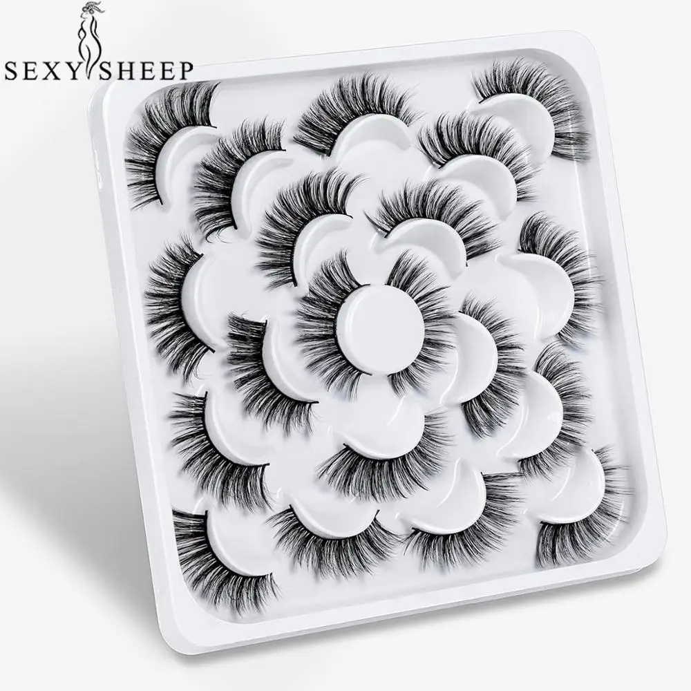 SEXYSHEEP 10 пар 3D Мягкие Накладные ресницы из искусственной норки натуральные