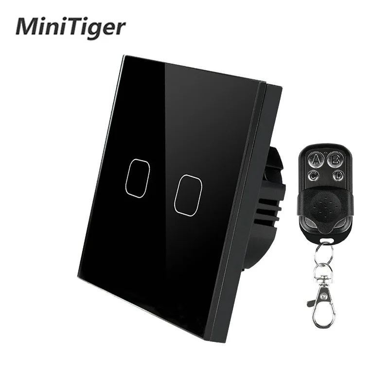 Minitiger ЕС/Великобритания Стандартный переключатель дистанционного управления 2 банды 1 способ RF433 умный настенный переключатель беспроводной пульт дистанционного управления Сенсорный светильник переключатель