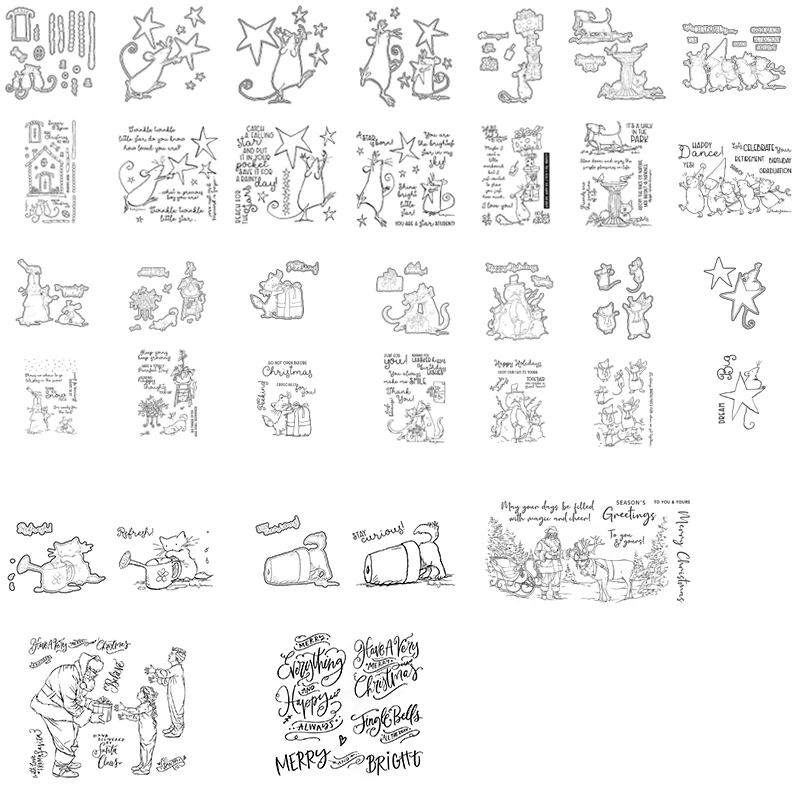 

Рождественская мышь и кошка прозрачные штампы и Вырубные штампы для «сделай сам» Скрапбукинг/Декор для фотоальбома изготовление открыток