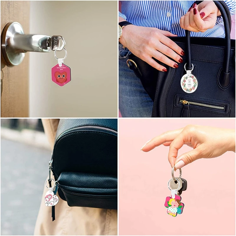 

30 Pcs Sublimation Blank Keychains + 30 Pcs Colorful Leather Tassel Set Double-Side Printed Thermal Transfer Key Chain