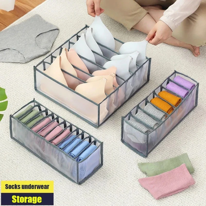 

11/7/6 Grids Dormitory Bra Sock Closet Panty Washable Separated Foldable Underwear Storage Box Drawer Organizers
