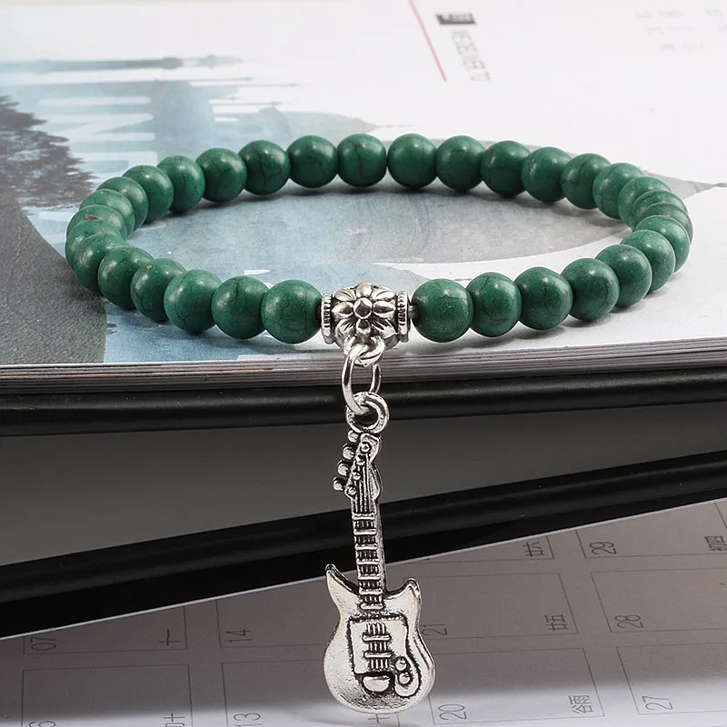 Pulsera классические бусы из природного камня браслеты и 6 мм эластичный кулон hombre