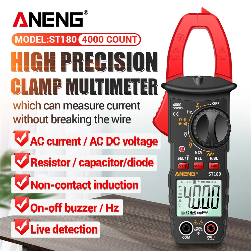 

ANENG ST180 Digital Multimeter AC/DC Multimeter Clamp Multimeter Volt Tester Multimeter High Precision Voltage Meter