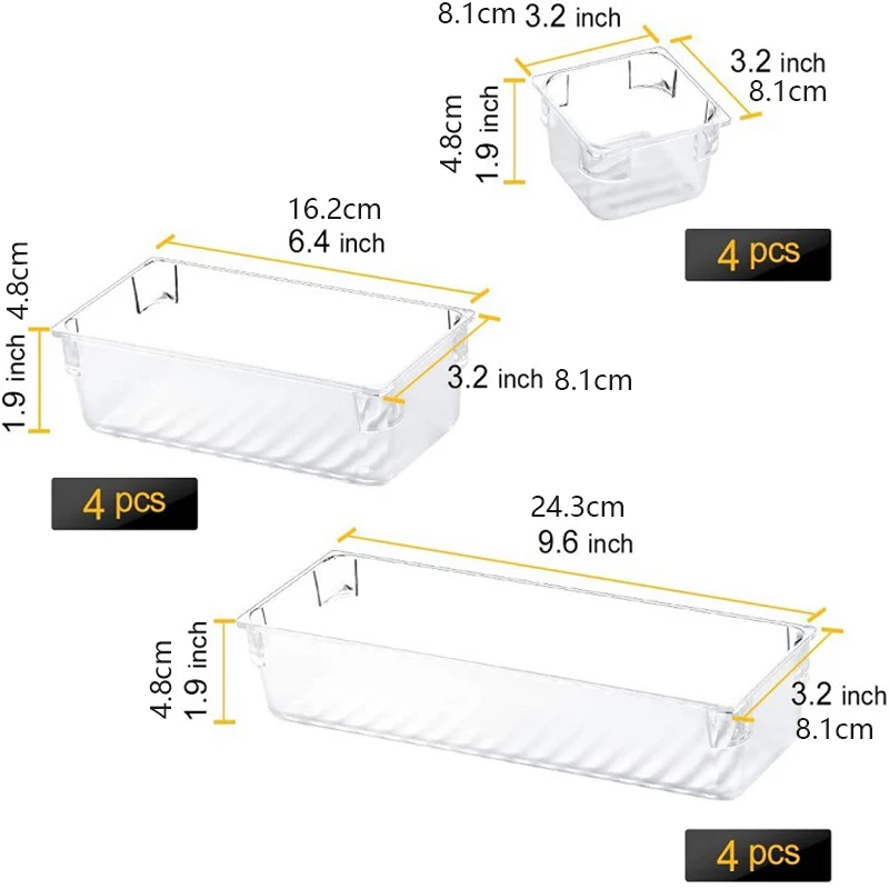 

9/12 Pcs Kitchen Organizer Drawer Type Office Organizer Space Saver Kitchen Food Container Cosmetic Storage Box