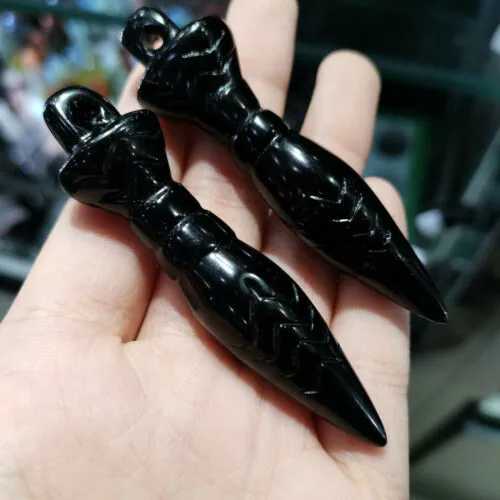 

Natural dongling jade. Obsidian. Quartz crystal carving wand healing reiki pendant random 1pc