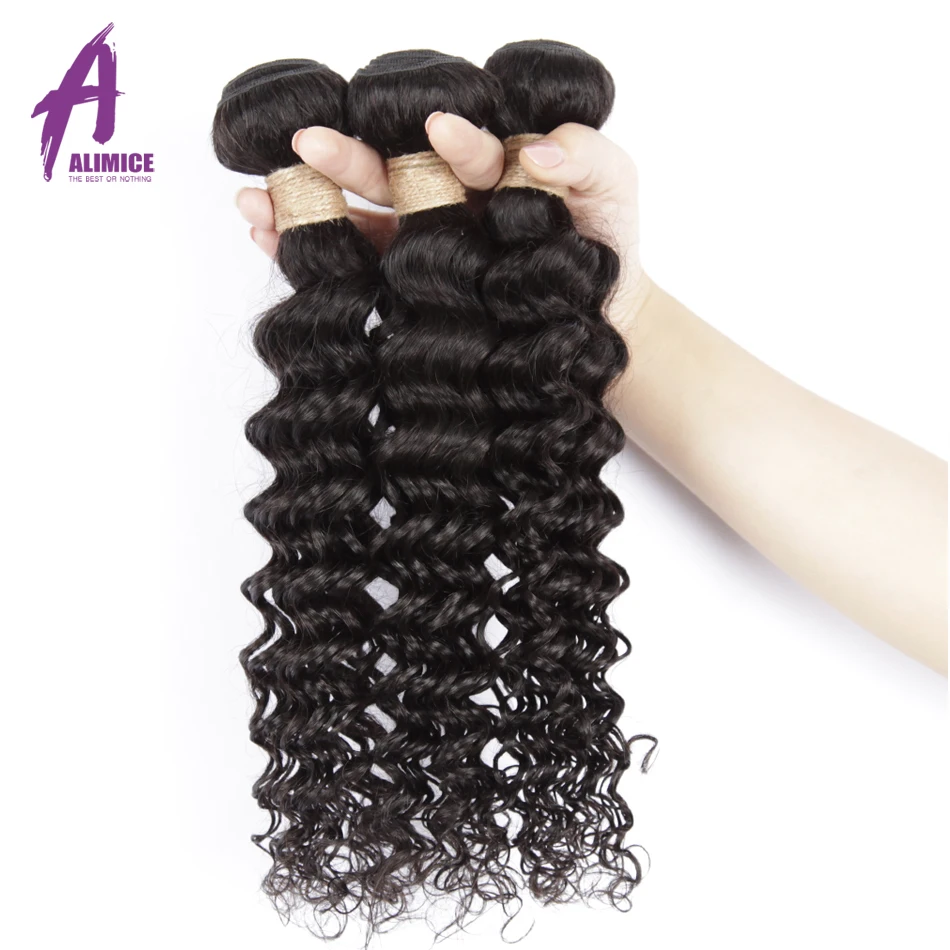 Alimice волосы бразильские глубокая волна 3 пучка Дело плетение пучки 100%