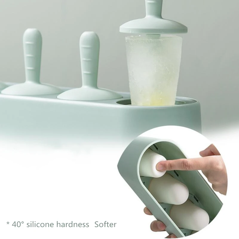 

Ice Cream Mold Popsicle DIY Tool Silicone 4-hole Ice Mold Children Dessert Ice Cream Mold Kitchen Tools DIY Ice Cream Kitchen