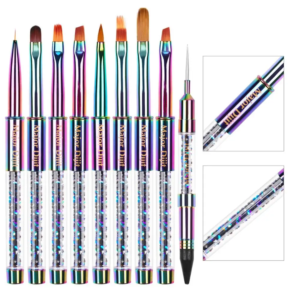 

Sable Brush Nail Art UV Gel Carving Pen Brush with Metal Handle Liquid Powder DIY Nail Drawing Tools