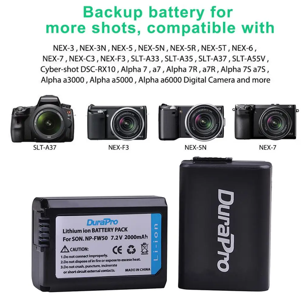 3x2000 мАч NP-FW50 NP FW50 Перезаряжаемые Батарея + usb-портами и светодиодным индикатором