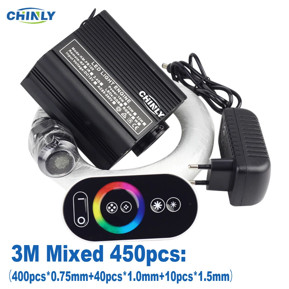 RGB сенсорный дистанционный волоконно оптический светильник 16 Вт 3 метра