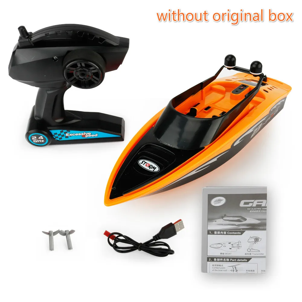 without box-orange Высокая Скорость RC лодка пульт дистанционного Управление 15км/ч 2,4 ГГц 4 канала Электрический Workbale на воде гоночного радиоуправляемого моторных лодок, игрушки для детей - Цвет: without box-orange