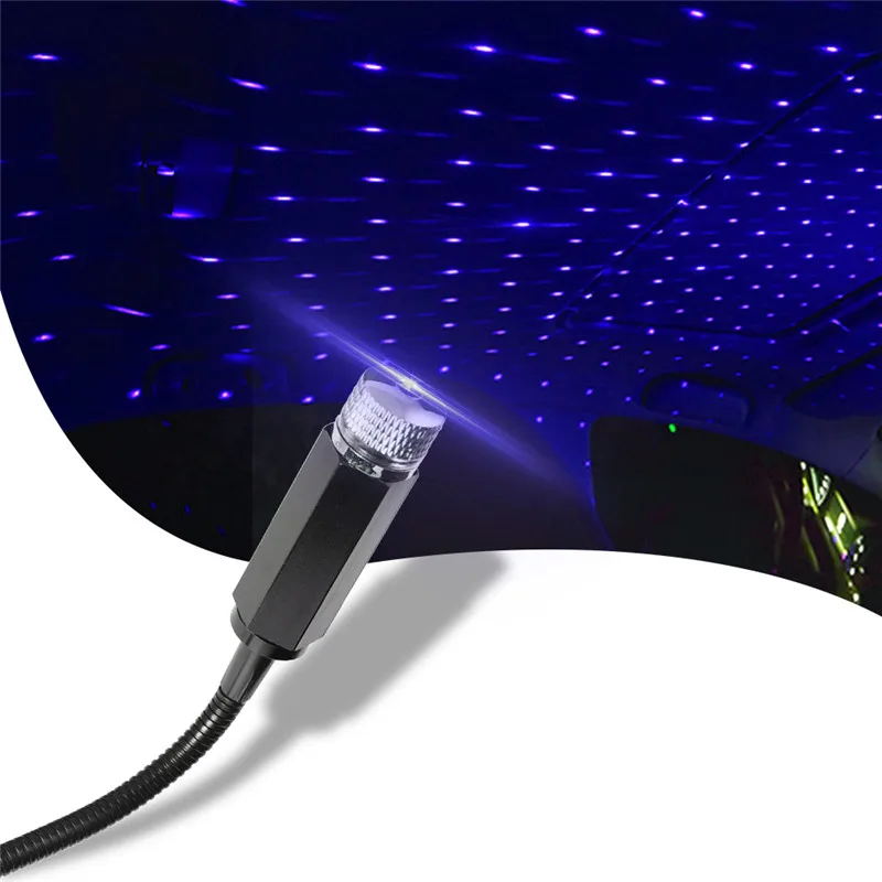 

Blue Purple Color Usb Car Atmosphere Light Star Sky Lamp Ambient Star Night Lights Car Starry Ceiling Light Car Accessories
