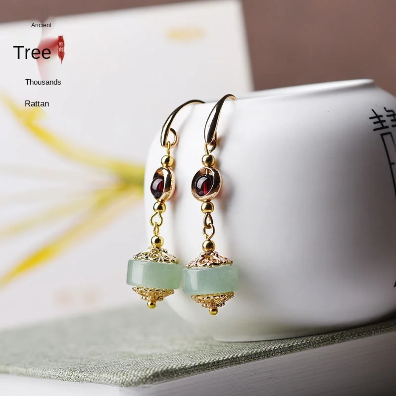 Серьги подвески BUDROVKY в этническом стиле украшения из ротанга с изображением