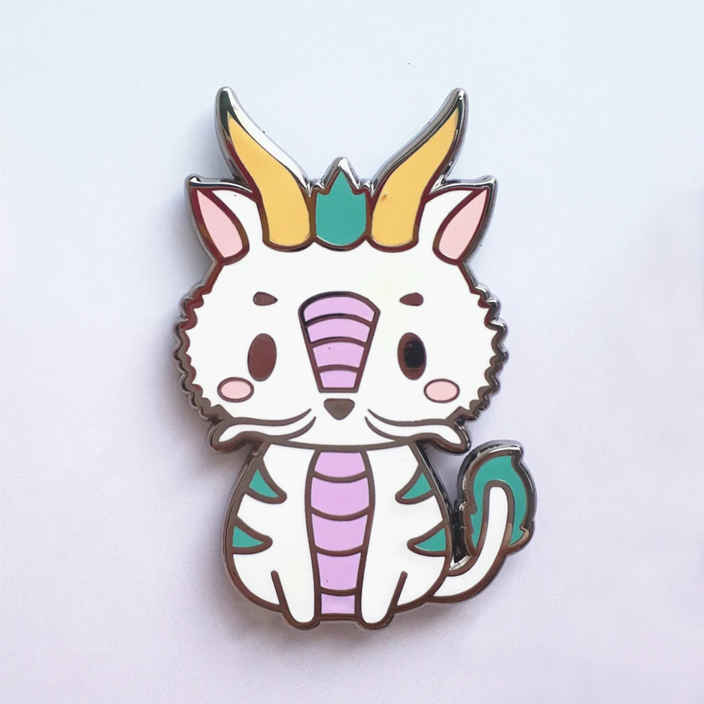 

Spirited Aways Kawaii Bailong Hard Enamel Pin Fashion Cartoon Animals Brooch Anime Movie Fan Collectible Badge Unique Gift
