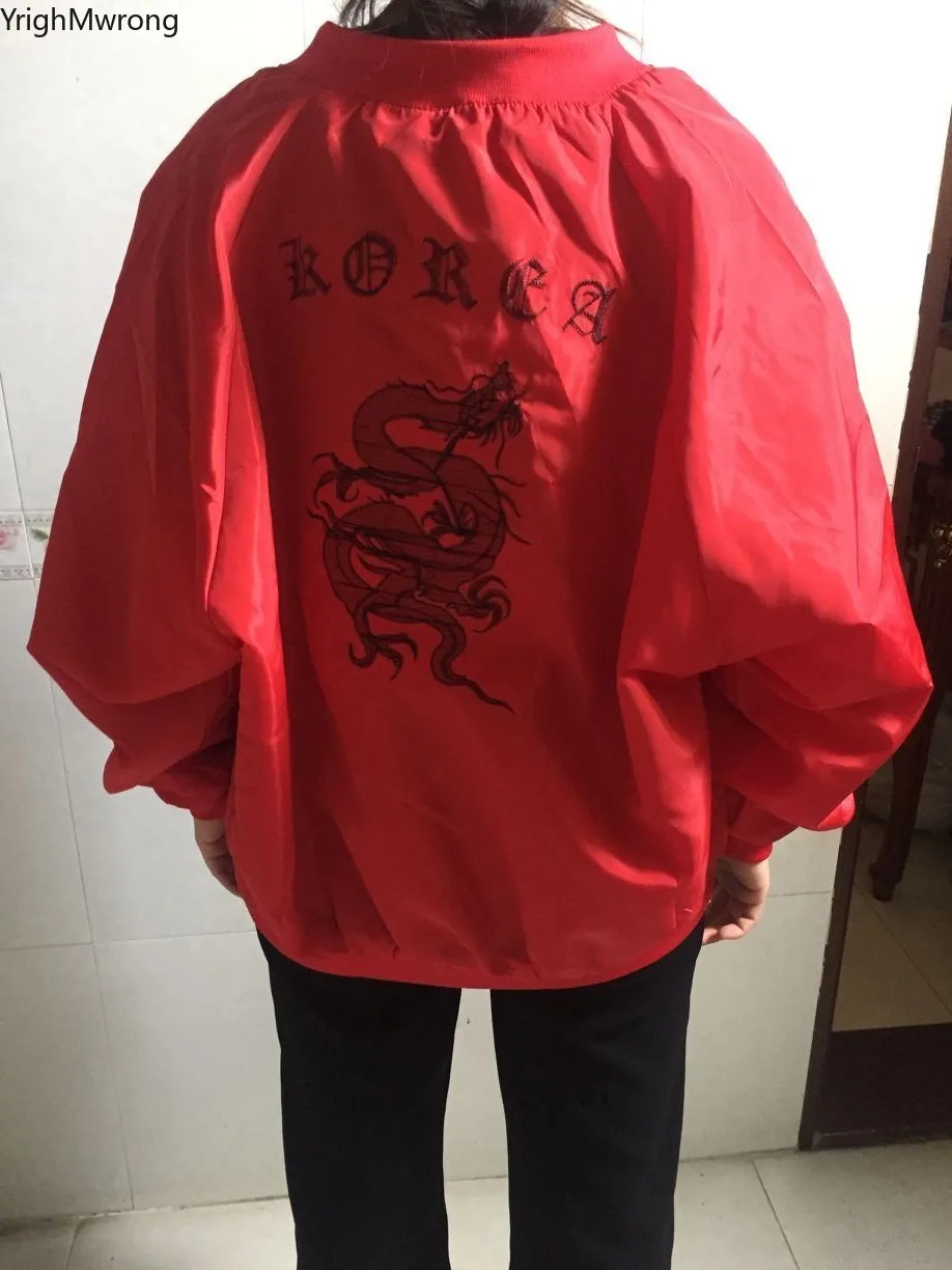 Куртка на молнии с вышивкой дракона свободная бейсбольная верхняя одежда в стиле