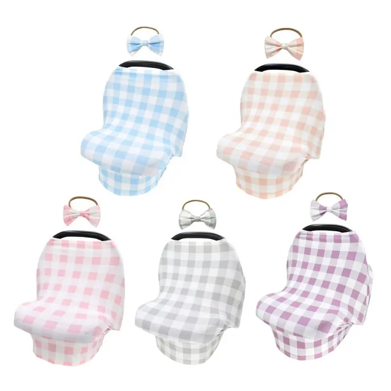 

All-in-1 Baby Shopping Cart Cover Breast Feeding Carseat Canopy with Baby Hairband Stretchy Breastfeeding Infant Grocery Trolley