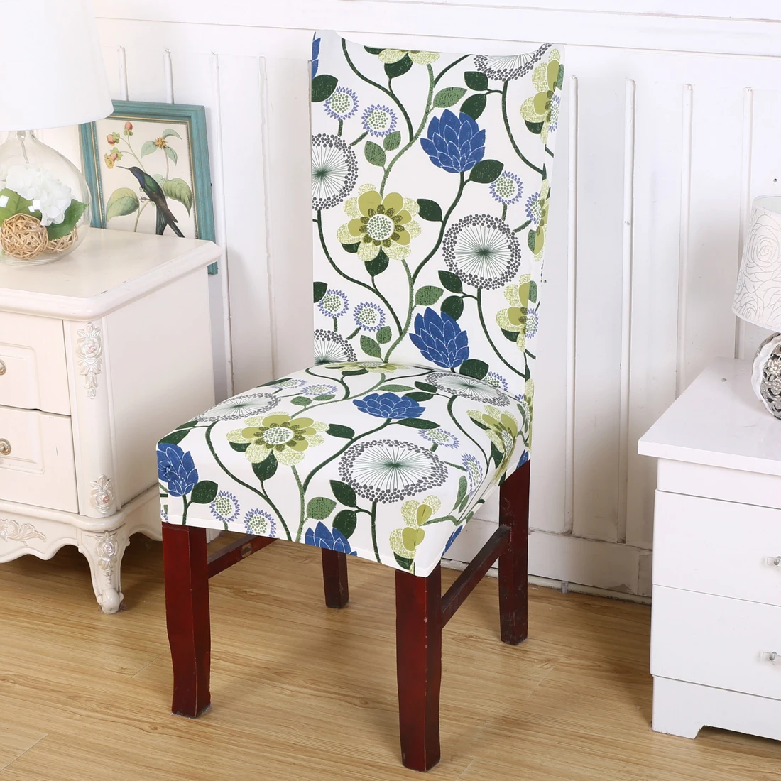 

Dining Chair Cover Spandex Elastic Pastoral Print Modern Slipcovers Furniture Cover Kitchen Wedding housse de chaise