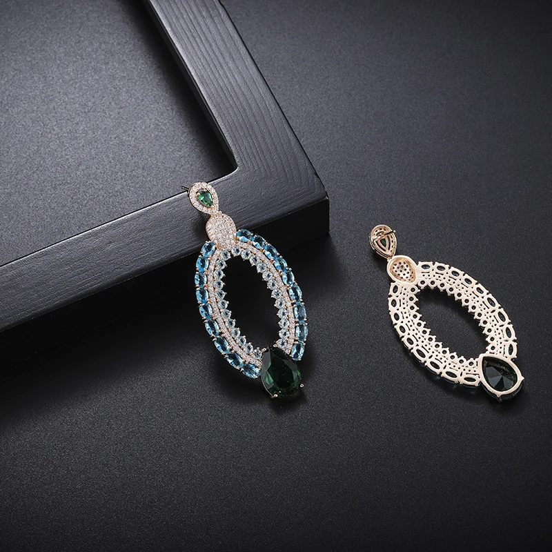 Модные серьги YANMEI с листьями и цветами большие изысканные блестящие циркониевые