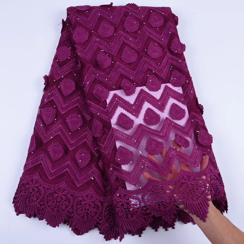 Новейшая африканская кружевная ткань с аппликацией из молочного шелка