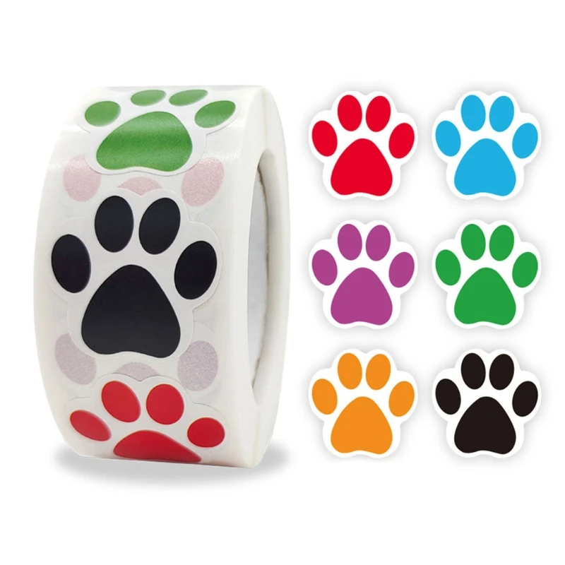 

500pcs Paw Print Stickers Dog Cat Bear Paw Labels Sticker for Laptop Reward Teacher Student Stationery LXAC