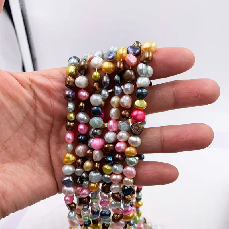 Free Shipping 4 5mm 6 7mm 7 8mm Select by Size! Mixed Colors Baroque Potato Natural Freshwater Pearl Loose Beads 15&quot|bead strand|potatoes
