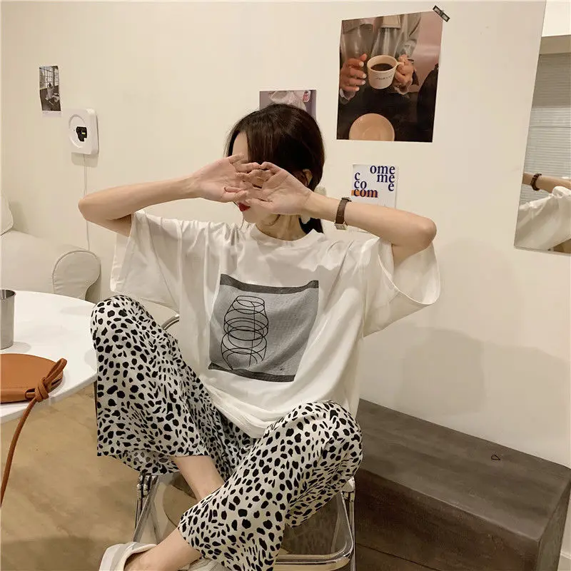 

Casual Pants Women Elegant Leopard Summer Trousers Womens Breathable Fashion Cool Designer Chic Ins Loose Casual Streetwear New