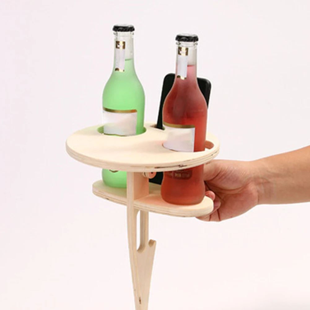 

Outdoor Wine Table Portable Picnic Table Folding Double Layer Wine Glass Rack For Outdoor Garden Travel Beach Party Drinking
