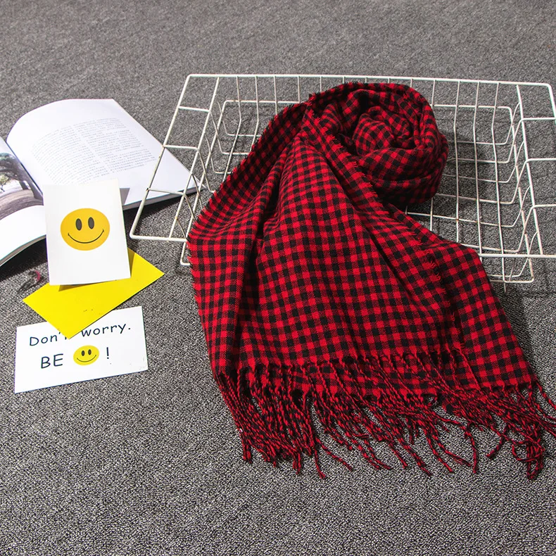 Осень и зима новый маленький клетчатый шарф леди Имитация кашемира поток sug шаль |