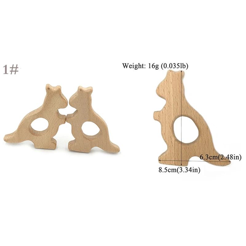 Mordedor de seguridad con forma de Animal para beb&eacute;, juguetes de dentici&oacute;n de grado alimenticio, haya, mordedura de beb&eacute;, Color madera, cuidado Dental, 1 unidad-2