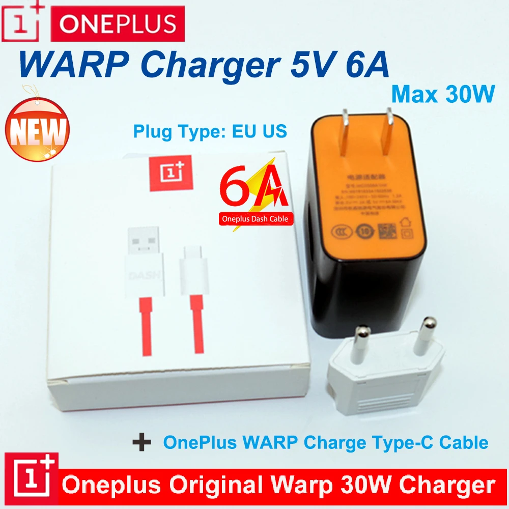 Зарядное устройство OnePlus Warp 7Pro 7T Pro 30 вт для быстрой зарядки с кабелем типа C 7 6 6T 5 5T