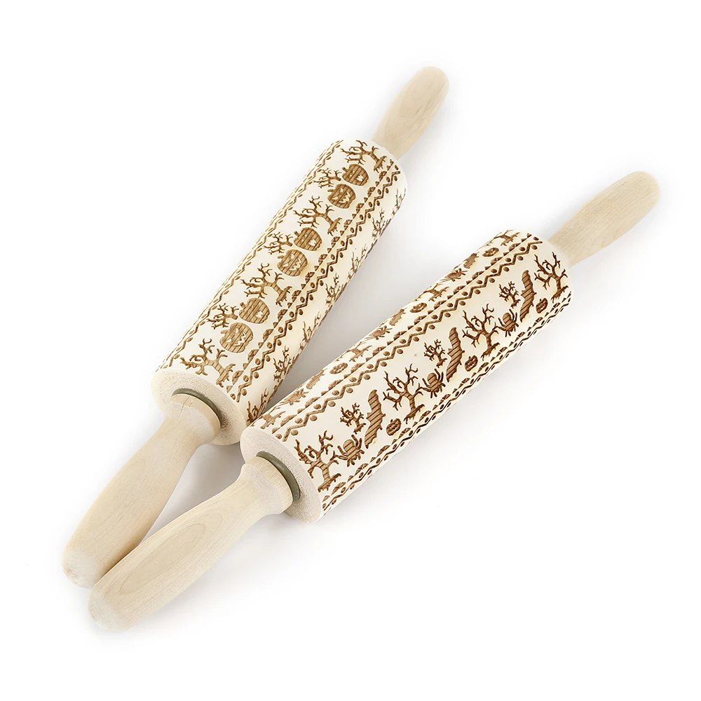 Скалка с тиснением на Хэллоуин деревянное печенье гравировкой фондан пирог для