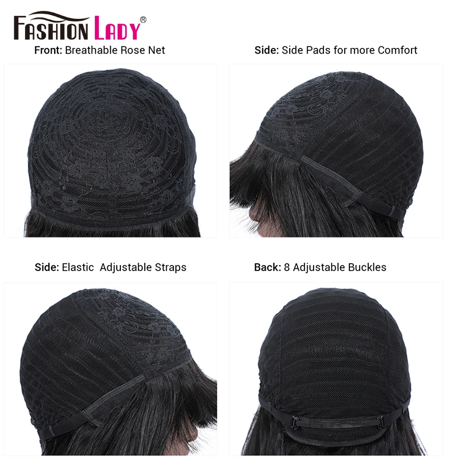 

Fashion Lady Brazilian Straight Bob Human Hair Wig With Front Bang 1b# Full Machine Wigs For Black Women Bob Wig Non-remy Hair
