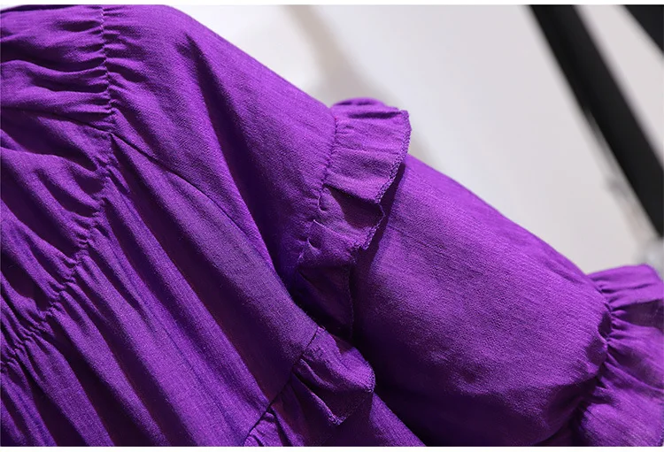 

2XL-6XL Small Fresh Shirt Top Large Size Women's Solid Color Round Neck Short-Sleeved Stitching Ruffled All-Match Shirt 2021 New