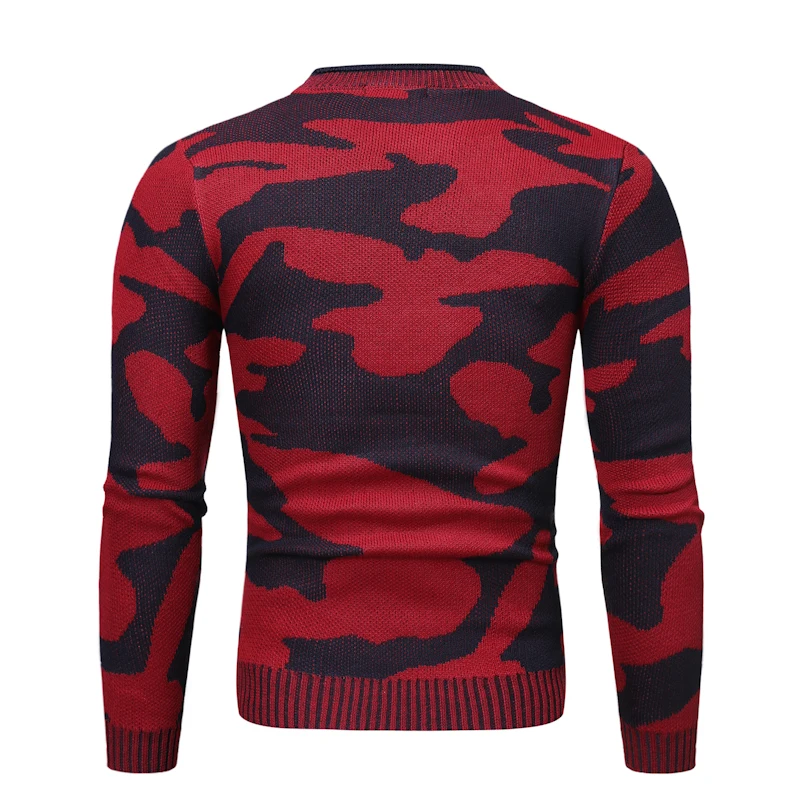 

Loldeal Men Long Sleeve Sweater Fashion Camouflage Round Neck Slim Pullover Casual
