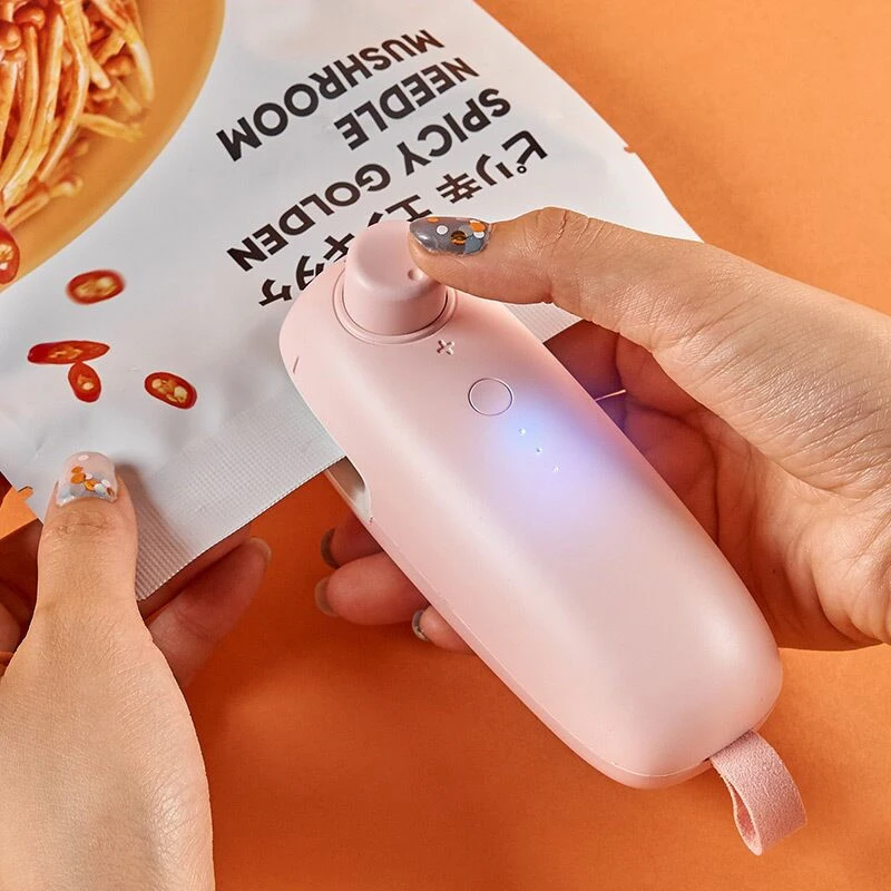 

USB Portable Sealing Heating Machine Plastic Packaging Food Bag Mini Hand Pressure Household Sealing Clip USB Charging Kitchen