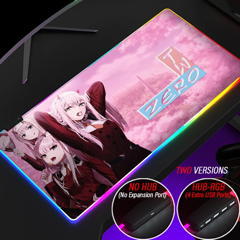 

HUB DARLING in the FRANXX Gaming Luminous Mouse Pad RGB Large 4 Port USB Mousepad Custom ZERO TWO Mat With LED Backlit Carpet