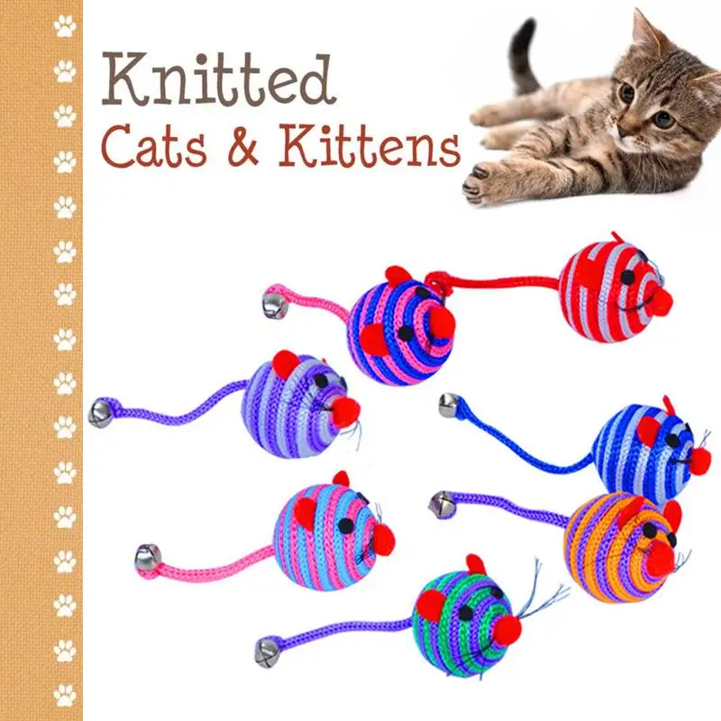 Нейлоновая мячик мышь соломенный хвост с колокольчиками игра обучение щенкам