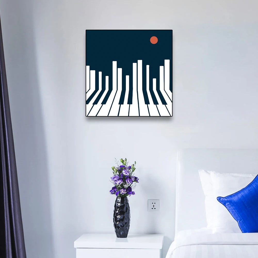 

Cassisy Canvas Painting Abstract Piano Keys Retro Posters and Prints Decorative Wall Pictures for Living Room Home Decoration