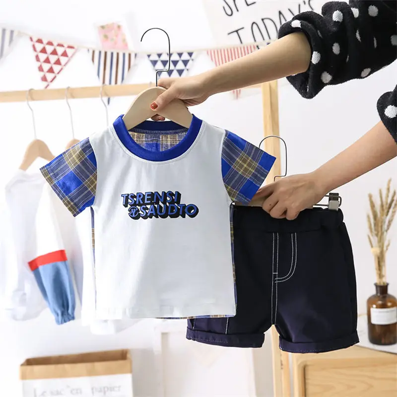 

Summer Baby Boy Girl Clothes Children causal Pattern T Shirt Shorts 2pcs/set Infant Cotton Garment Kids Fashion Sport Suit sets