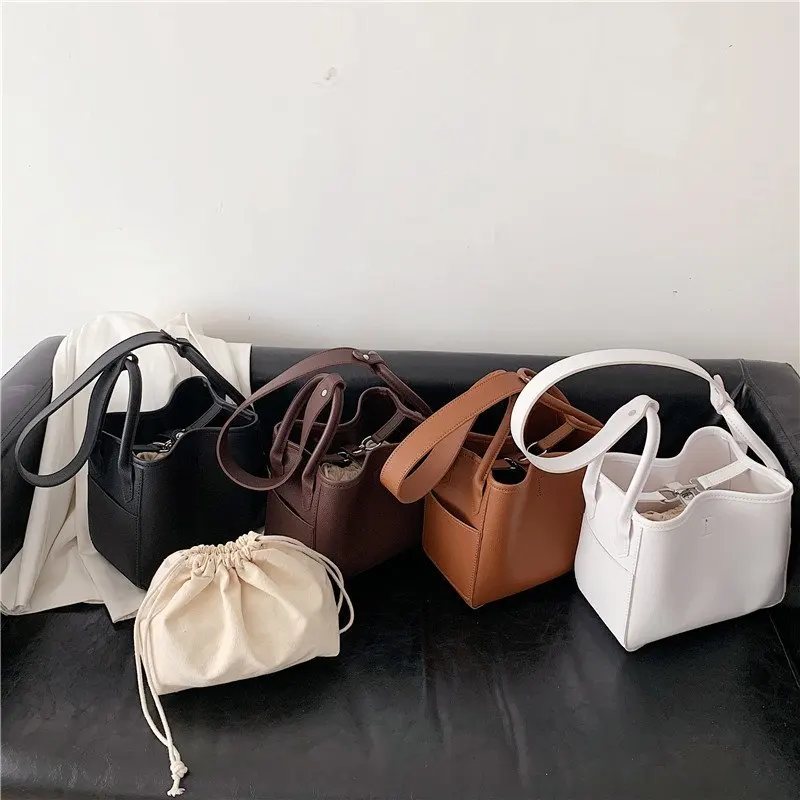 

Shoulder Bag Messenger Bag Bucket Bag Lady Bag and 2021 New Summer Fashion Casual Solid Color Large Capacity Ladies Bag