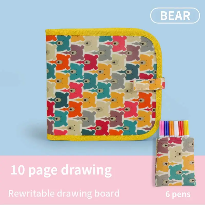 Bear 6 pens Детский портативный мягкий мел доска для рисования с водой Мел жизнь раскраска доска "сделай сам" Живопись 12 ручек - Цвет: Bear 6 pens
