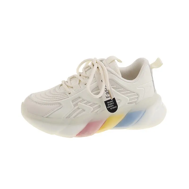 

Rainbow Bottom Dad Shoes for Women Spring New Arrival Student Lace-up Casual Platform Sneaker Women Platform Shoes Zapatos Mujer