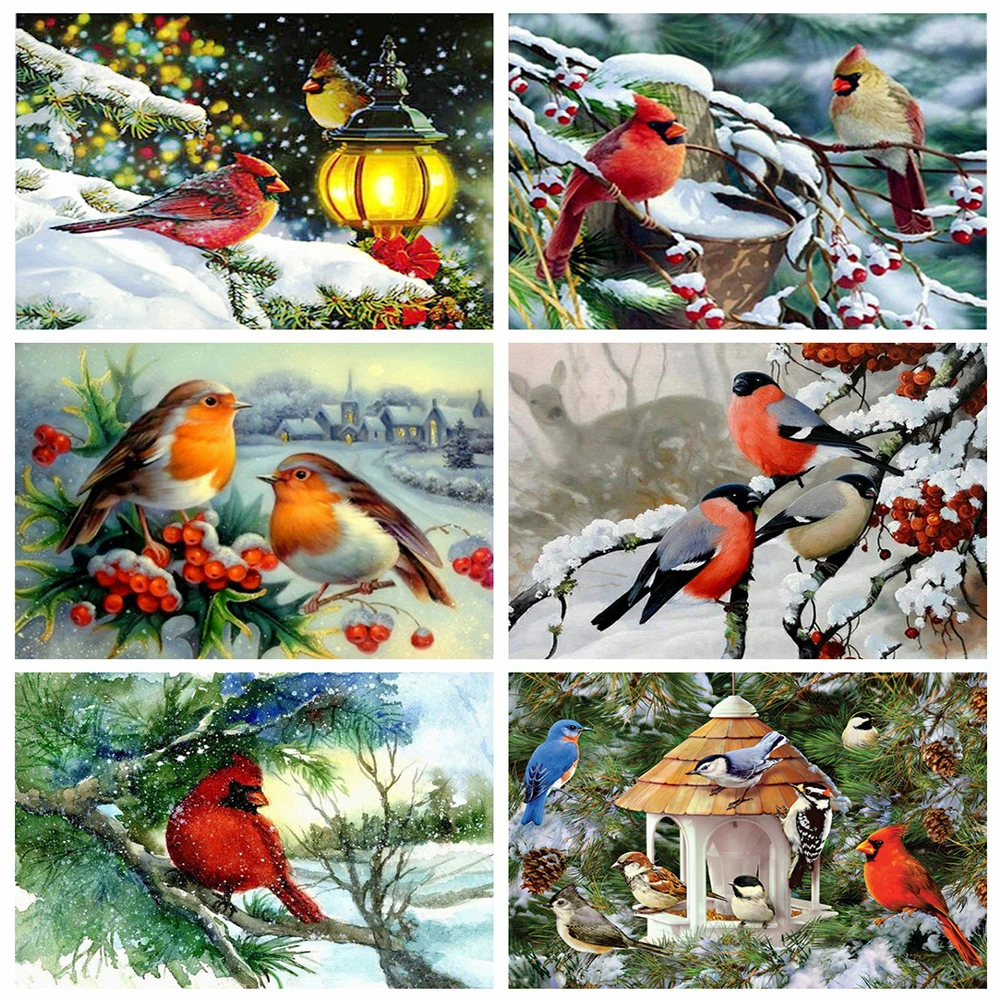 

AZQSD Diamond Painting Winter Bird Full Square Drill Handmade Gift Diy Diamond Embroidery Mosaic Animal Picture Home Decor