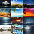 5D алмазная живопись, пейзаж, подсолнечник, цветок, поле, море, кокосовое дерево, Заснеженная Гора, морская пляжная пещера, постер для кухни, зала, спальни