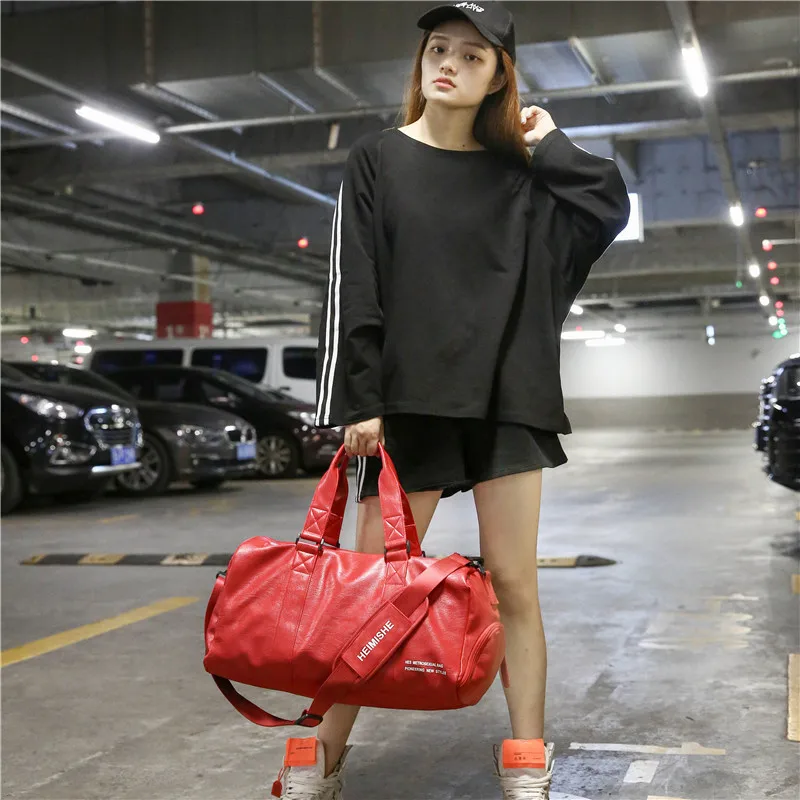 

Fashion Simple PU Fitness Shoulder Bags Men's Large Capacity Handbag Women's Luxury Band Independent Shoe Warehouse Yoga Luggage