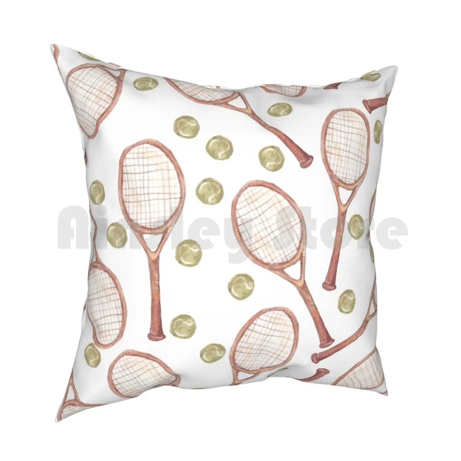 Pattern &quot Tennis Racket With Ball Pillow Case Printed Home Soft DIY cover Court Green Yellow | Дом и сад