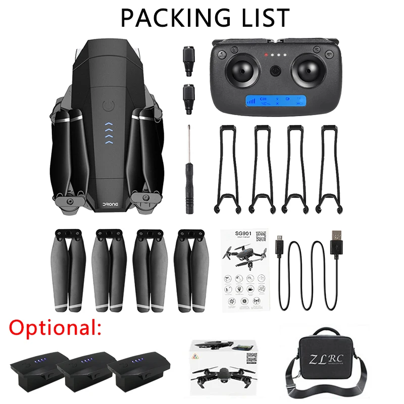 SG901 Foldable Drone Professional 4K 1080P WIFI FPV Dual Camera flight time 18 minutes RC Quadcopter VS SG700D XS816 dron | Электроника