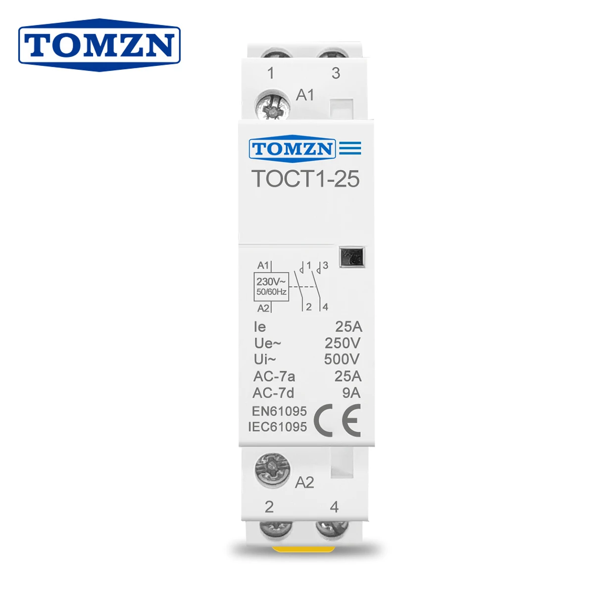 Модульный контактор переменного тока TOCT1 2P 25A 220 В/230 В 50/60 Гц на Din рейку, бытовой, 2NO 2NC или 1NO 1NC